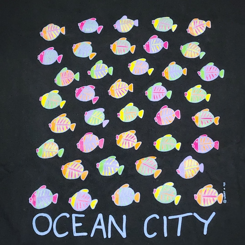 Vintage Ocean City‎ Maryland Single Stitch USA Tourist T Shirt Fish Colorful XL - Picture 2 of 9